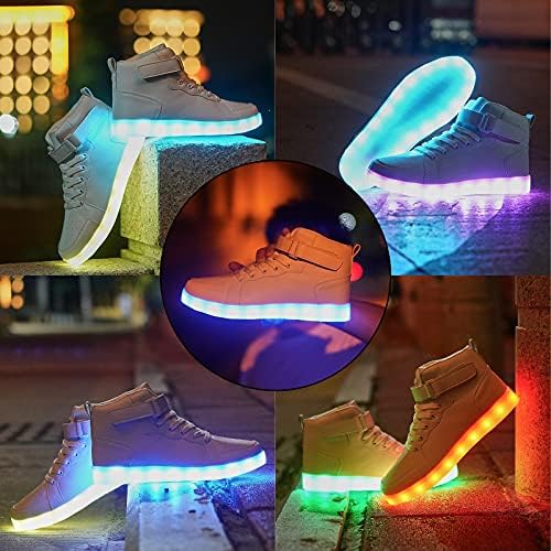 Yiqizq LED Sapatos iluminados tênis de top high para homens homens de hip-hop sapatos para a festa de natal do Halloween