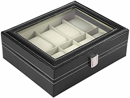 Scdhzp 10 slots PU relógio de couro Exibir caixa de armazenamento de armazenamento Caso da coleção de coleta preto caixa de relógio