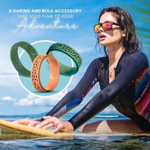 Kauai Silicone Rings for Women - Rings de borracha bonitos perfeitos como anel de promessa, anel de noivado ou aliança de casamento