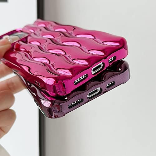 Yeddabox compatível com iPhone 13 Pro Case, Electroplate Wave Phone Case de água Ripple fofa Ripple Moda Curly Bling Glitter para