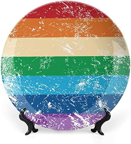 Bandeira dos direitos dos gays LGBT Placa decorativa de cerâmica pendurada com exibição Gretos de casamento de aniversário