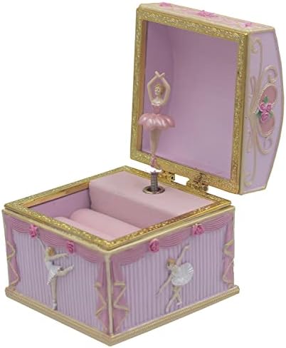 Caixa de música de Ballerina embrulhada em Ballerina com caixa de jóias, Box Musical Box Sculpted Pined Swan Lake Tune