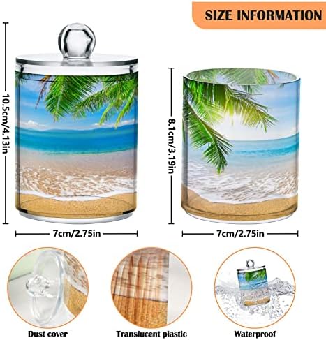 Banheiro de cotocolador de cotonete da árvore de praia Os frascos de recipientes de banheiro com tampas conjuntos de algodão