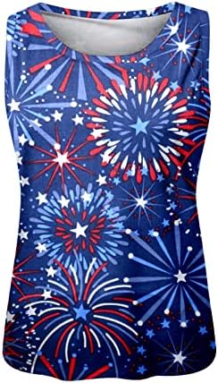 4 de julho Camisas para mulheres bandeira dos EUA Summer Summer Sleesess O-Gobes Top Top Star