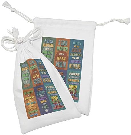 Conjunto de bolsas de tecido lunarable de 2, grupo de palavras incomuns e inspiradoras, obra de arte certa, pequena bolsa de cordão