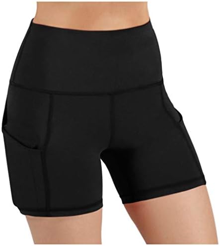 Shorts de motociclista para mulheres com bolsos levantando altos treinos de cintura shorts shorts alongados de verão perneiras de