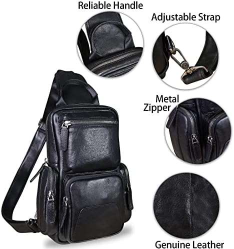 IVTG Bolsa de couro genuína Sling Crossbody Casual Daypack Daypack Vintage Pacote de motocicleta de mochila de ombro de ombro de