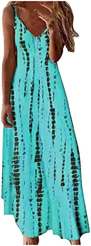 JXQCWY SPAGHETTI SPAGHETTI Strap tie-dye Long Maxi Dress Dress Casual sem mangas vasta de férias de férias de praia