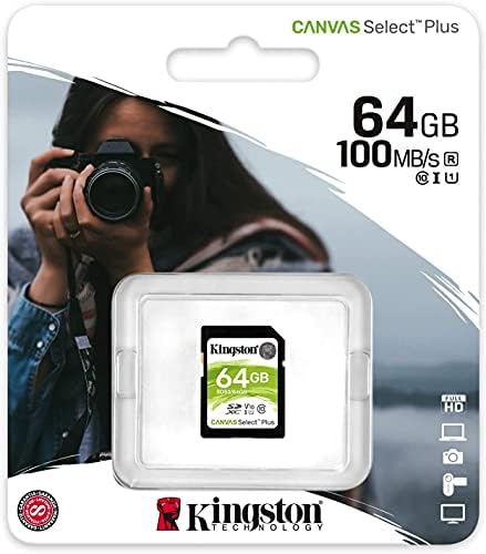 Canvas de cartão Kingston SD Selecione mais cartão de memória de 64 GB para câmera, câmera de câmera digital, câmera