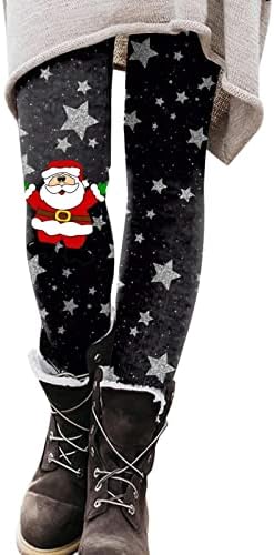 Leggings de Natal para mulheres com cintura alta Controle de barriga sem costura Slim Fitness elástico elástico tornozelo calças de ioga