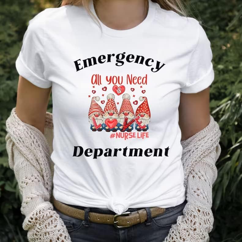 Engraçado tudo o que você precisa é amor camisa de enfermeira de namorados, departamento de emer
