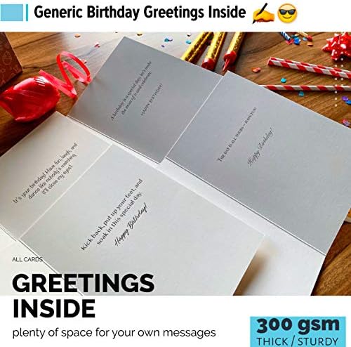 Vários de cartões de feliz aniversário - cartões Bday em massa - 5x7 Variety Box Settle 40 Pack Designs exclusivos com envelopes - cartão