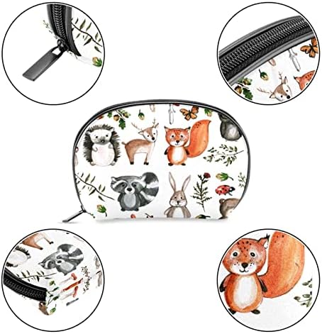 Sacos de cosméticos para mulheres, bolsas Bolsas Bolsa de maquiagem de maquiagem Bolsa de maquiagem Girls, Watercolor Animal Hedgehog Fox Deer Bear