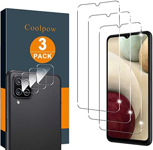 Coolpow 【3+3 pacote projetado para o protetor de tela Samsung Galaxy A12 Samsung A12 Protetor de tela temperado Tempo de vidro