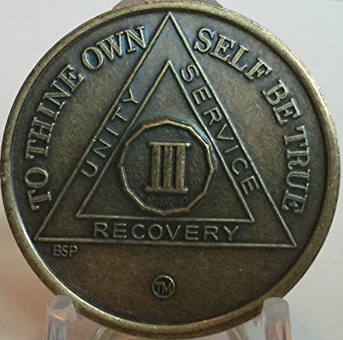 Bright Star Press 3 anos de bronze antigo AA Medallion alcoólicos anônimos chip de sobriedade