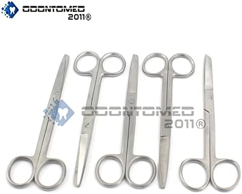 ODONTOMED2011 Conjunto de 5 O.R Grade Scissors Operating Instruments Sharp/Blunt 5.5 ODM