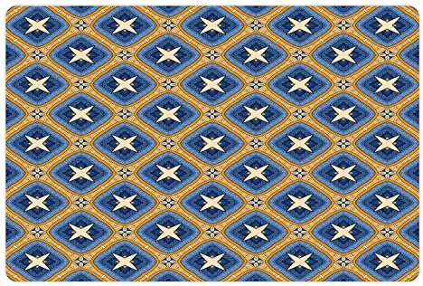 Ambesonne étnico tapete de estimação para alimentos e água, padrão diagonal de ornamento de telha vintage com influências