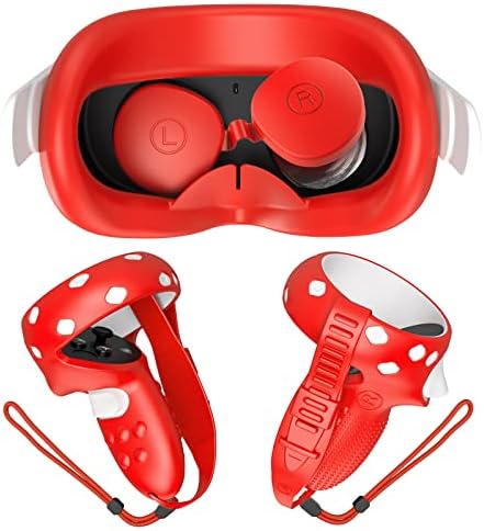 HuiUke Touch Controller Grip Tampa para Quest 2 com capa de face de silicone VR e tampa de lente, 3 em 1 capa de silicone para