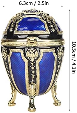 Caixa de bugigangas de ovo Hztyyier 4.1 polegadas, caixa de jóias de jóias em forma de ovo Faberge caixas de jóias de jóias dobráveis
