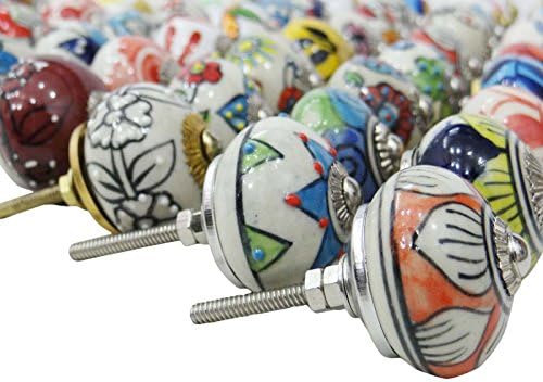 Iba IndianBeautifullart variado Gavetas de cerâmica multicoloridas Knobs Plupboard de porta puxa botões de mistura indianos