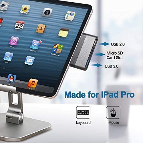 USB C Hub para iPad Pro, adaptador USB C 3 em 1, porta USB 3.0, leitor de cartão microSD-Compatível com iPad Pro 2020 2019 2018, MacBook