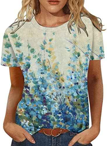 Camiseta da blusa para meninas adolescentes de manga curta 2023 Crew pescoço de pescoço algodão gráfico de algodão solto Fit