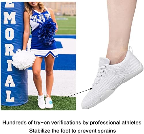 Sapatos de torcida smapavic para jovens meninas e mulheres sapatos de dança de torcida brancos treinando tênis esportivos