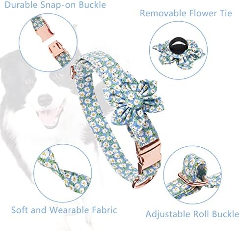 Colarinho de cachorro com flor para cães femininos, colar de gola de estimação gravada com padrões florais, fofo colar