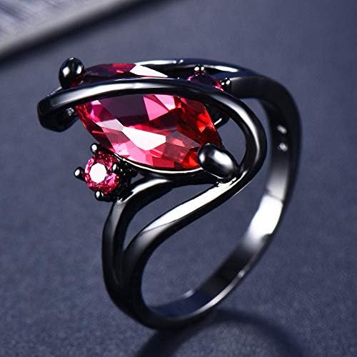 T-Jewelry Women Women Marquise Cut Rink Sapphire S Shape 10kt Black Gold Wedding Ring Tamanho 5-11