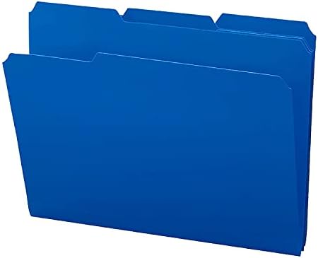 Smead 10503 Pastas de arquivo poli à prova d'água 1/3 de corte letra superior letra azul 24/caixa