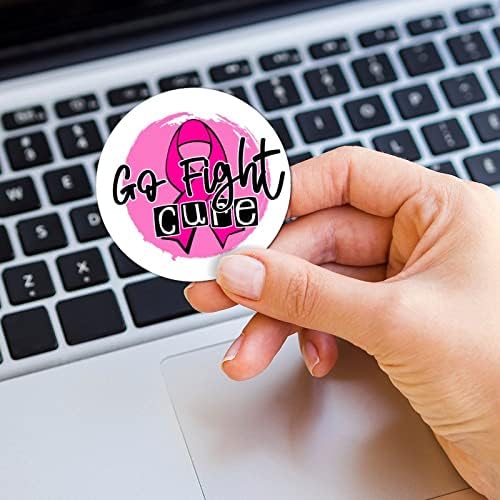 Guangpat Go Fight Cure Stickers Breast Cancer Ribbon Cura Rótulo Presente para mulheres 3 polegadas Fighte Câncer Consciência Redes