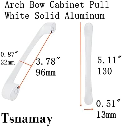 Tsnamay 6pcs 5.11 Arco branco Arco do arco -arco puxe sólido alumínio de alumínio do armário da porta do armário de hardware Pull, Enheiro Pitch 3,78/96mm