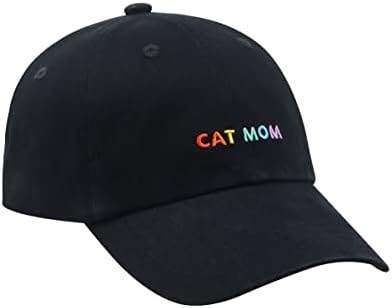 Hatphile: Mãe Cat e Papai Chapéus para Pais de Cat orgulhosos | Para homens e mulheres | Texto bordado - ajuste ajustável -
