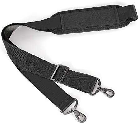 Mosis, alça de ombro de 56 polegadas e saco de laptop de couro acolchoado com bolsa pequena, preto