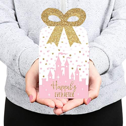 Big Dot of Happiness Little Princess Crown - Square Favor Gift Caixas - Rosa e Gold Princess Baby Church ou Birthday