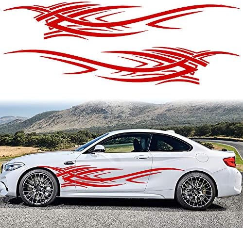 Tomall 2pcs 102.7 '' Flame Graphics Car Corpo Side Side Flame Racing Sports Stripe Decal