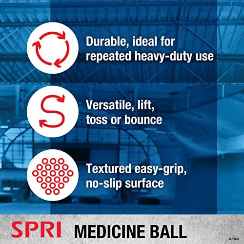 Spri Medicine Ball - Bola de superfície de textura pesada com paredes grossas para exercícios, treinamento de resistência,