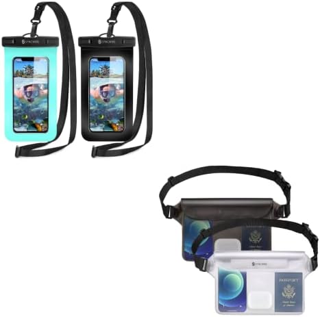 SyncWire Ipx8 Bolsa de telefone à prova d'água com cordão 2 pacote e saco de fã à prova d'água IP68 com cintura ajustável 2