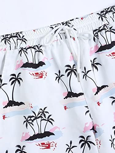 OyoAnge Hawaiian Tropical 2 peças roupas camisas de manga curta e um conjunto de cintura de cordão elástico