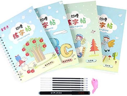 Vovolo Caligrafia pintando caligrafia infantil Chinese Copybook Groove Practice Capybook ， 4 livros/set