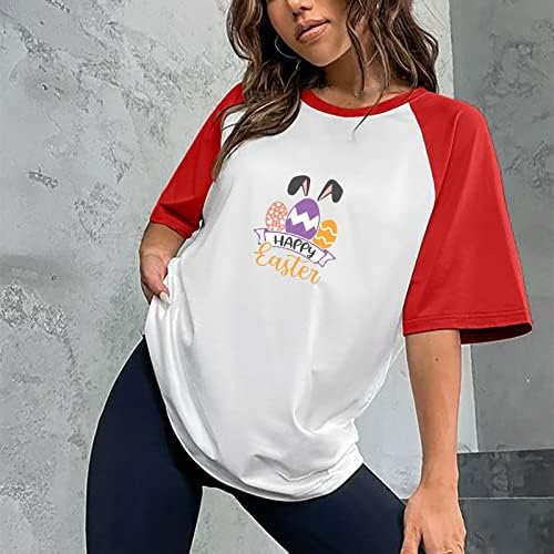 PBNBP Womens Crewneck Tee Raglan Sleeve Cartoon solto Blouses de páscoa de rua de rua de tamanho grande camisas casuais