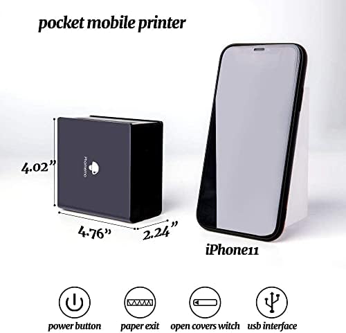 Impressora Phomemo M02 Mini Impressora térmica de bolso Bluetooth, impressoras móveis portáteis sem tinta compatíveis