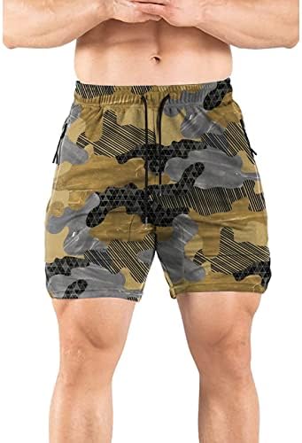 ZDDO Mens de corrida, shorts de exercícios para homens, shorts de camuflagem com bolsos com zíper, shorts esportivos de ginástica