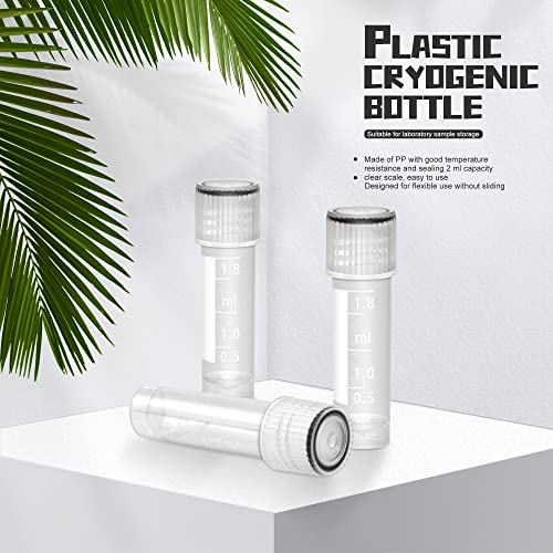 Fyess 50pcs 2ml plástico criovial criogênico tubo crio -tubos com tampas de parafuso