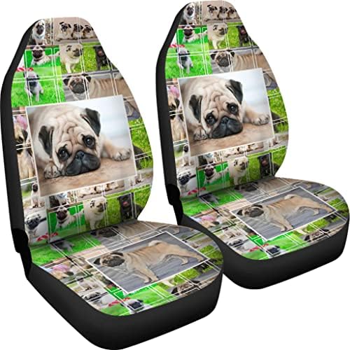 Capas de assento de carro imprimido de colagem de cachorro Pug