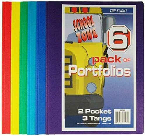 Portfólio de bolso dois com tangs, cores variadas, 6 pacote