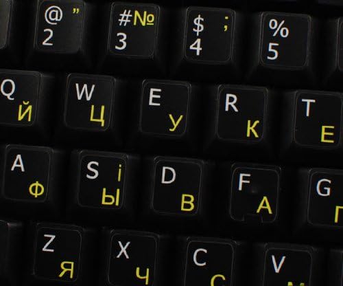 4Keyboard English - Russo Cirílico - Ucraniano Matte não transparente adesivos para fundo preto para teclado para desktop, laptop e notebook