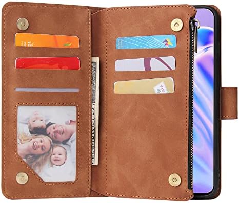 ASUWISH compatível com ulefone nota 6/6p/6t 2022 Caixa de carteira e tela de vidro temperado Caso de couro de capa de lasca
