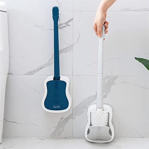 Escova de vaso sanitário cdyd com escova de vaso sanitário de silicone do suporte para pendurar forma de guitarra de guitarra de cerdas flexíveis pincel de abertura automática (cor: e, tamanho
