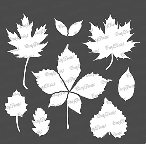 Estênceis de folhas de craftreat para pintar na madeira reutilizável - folhas de outono - 6x6 polegadas - estênceis de arte da folha para pintura de tecido - estênceis de folha de outono para pintar paredes e móveis